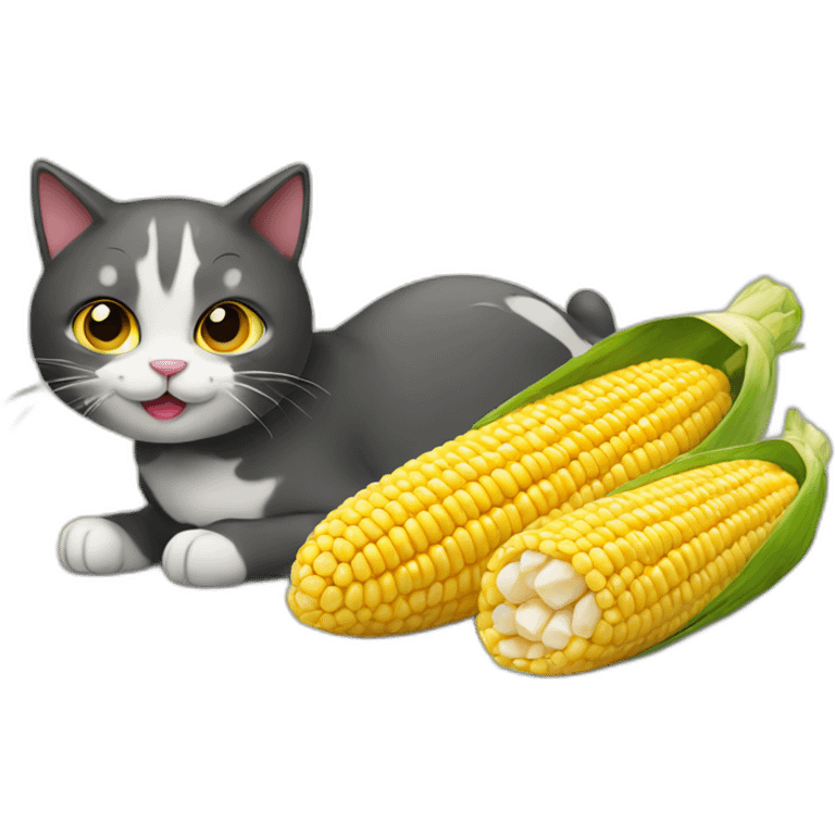 cat eating a corn emoji