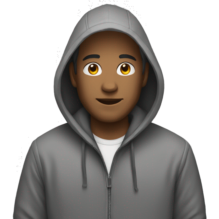 grayscale man in a hooded jacket emoji