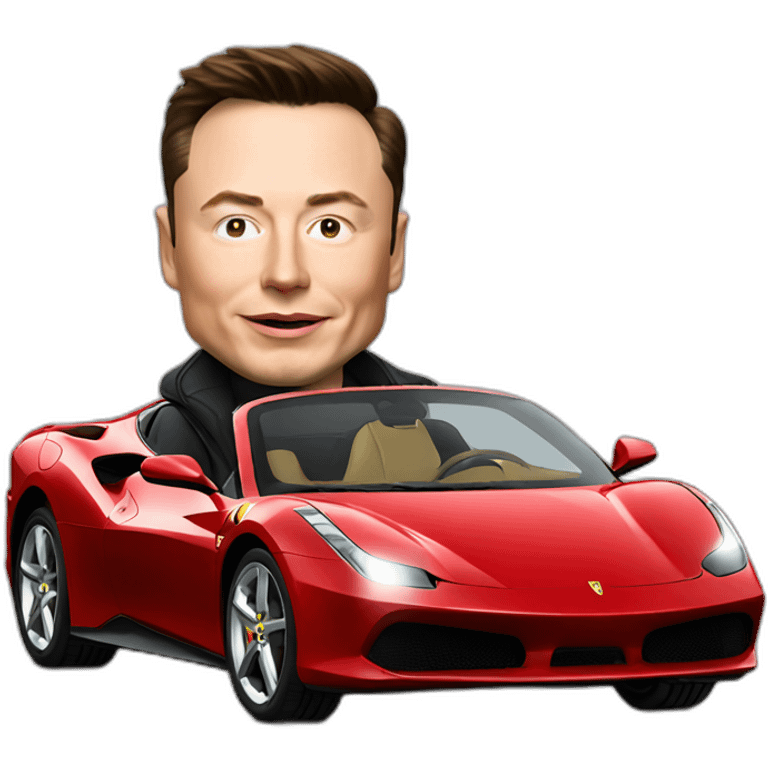 Elon musk driving a Ferrari emoji