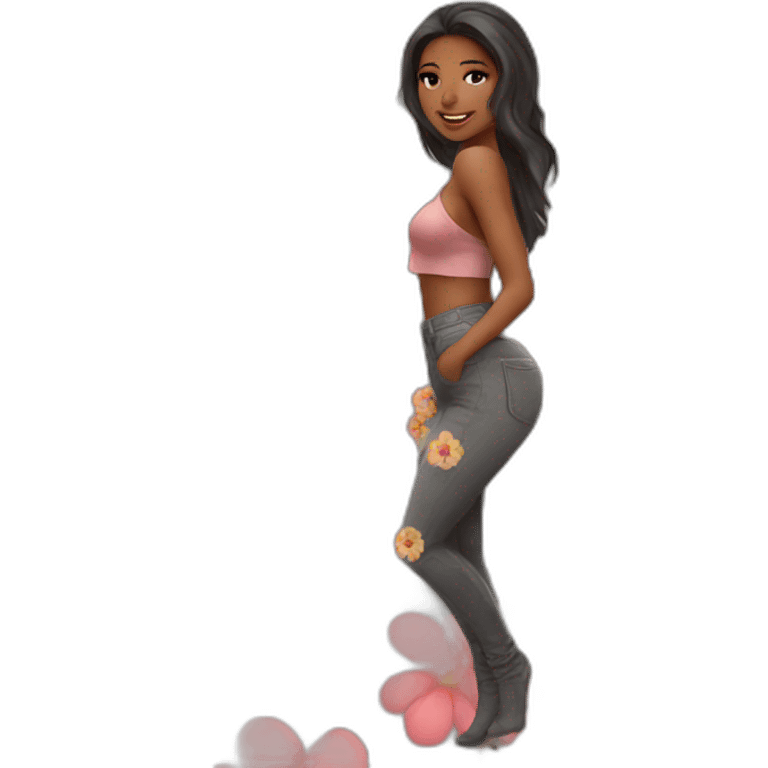 Sexy girl with flowers emoji