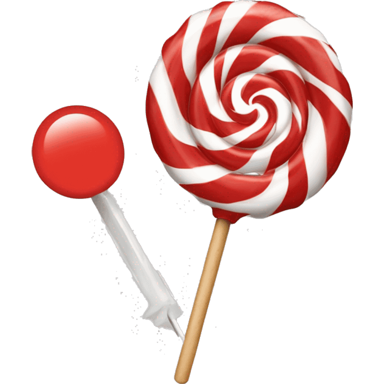 Red and White Swirled Lollipop on Stick and the inscription "innovations" emoji