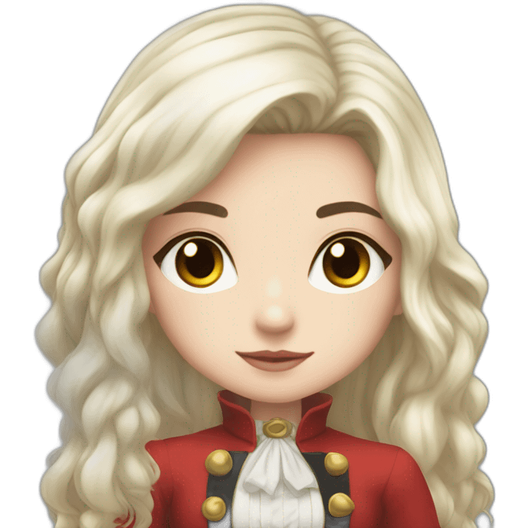 rpg-girl-with-long-white-hair-and-red-dress and black tights like chibi emoji