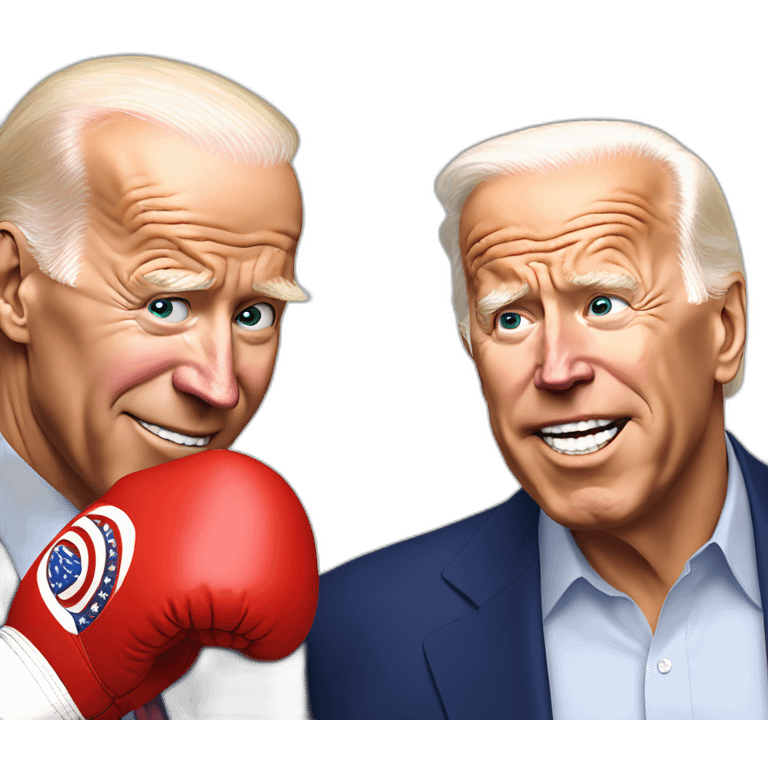 joe Biden boxing with trump emoji