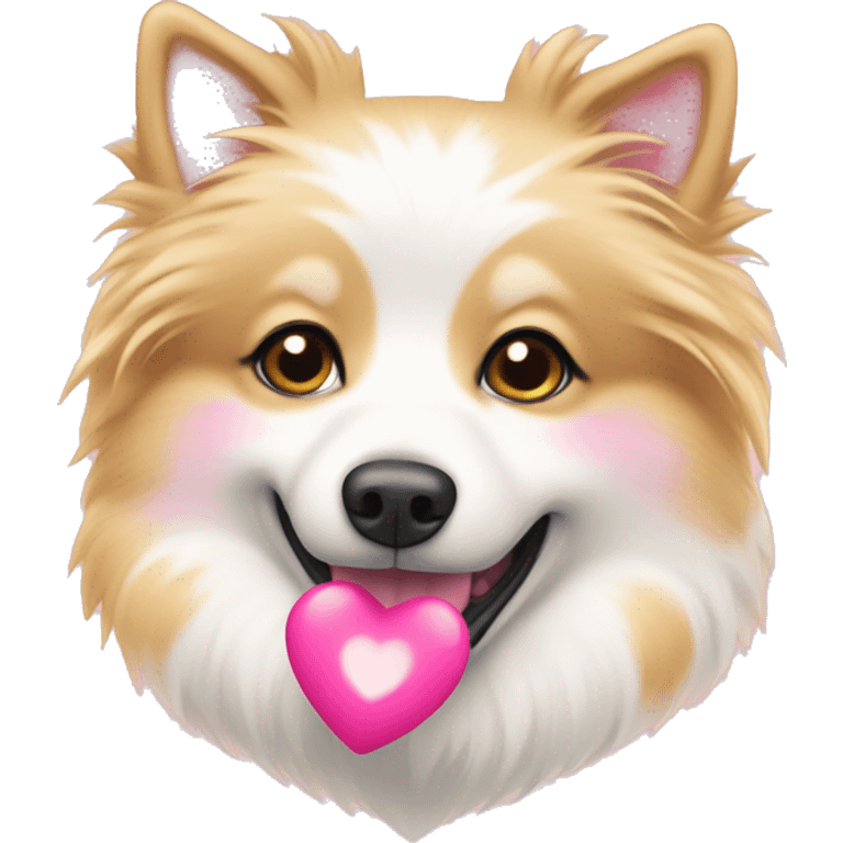 White and blonde spots spitz in a pink heart emoji