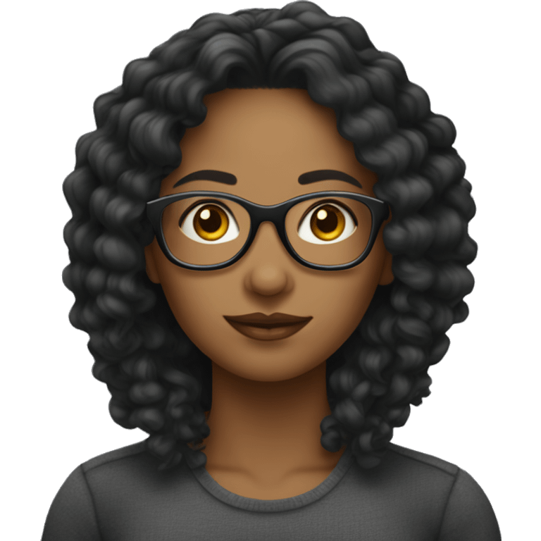 femme noire cheveux bouclés lunettes emoji