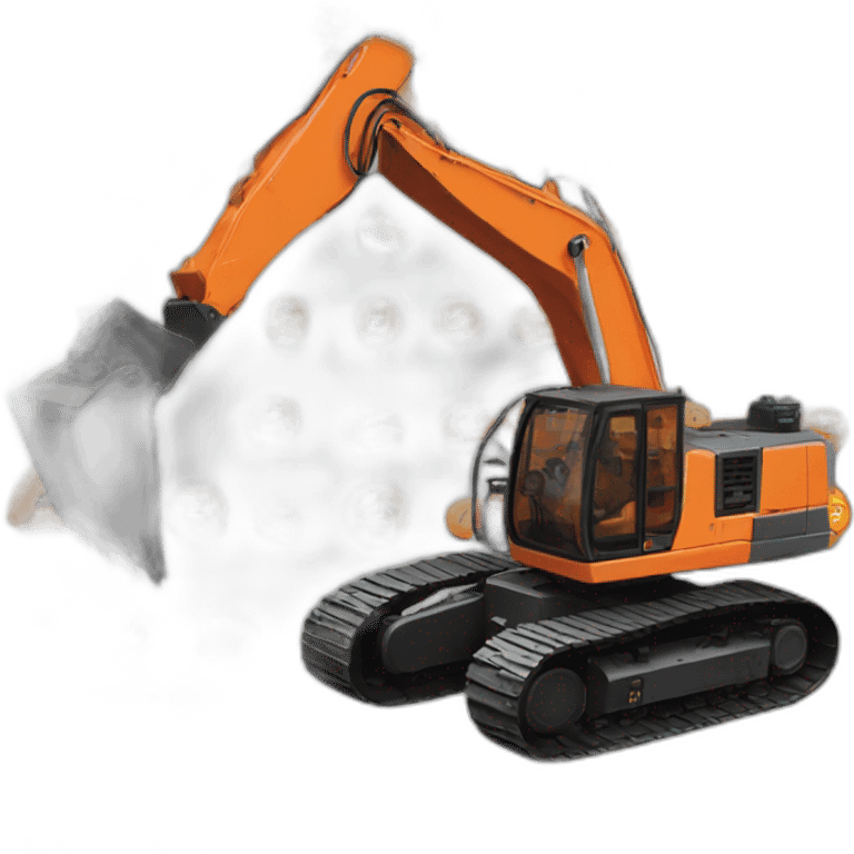 Orange hitachi Escavator  emoji