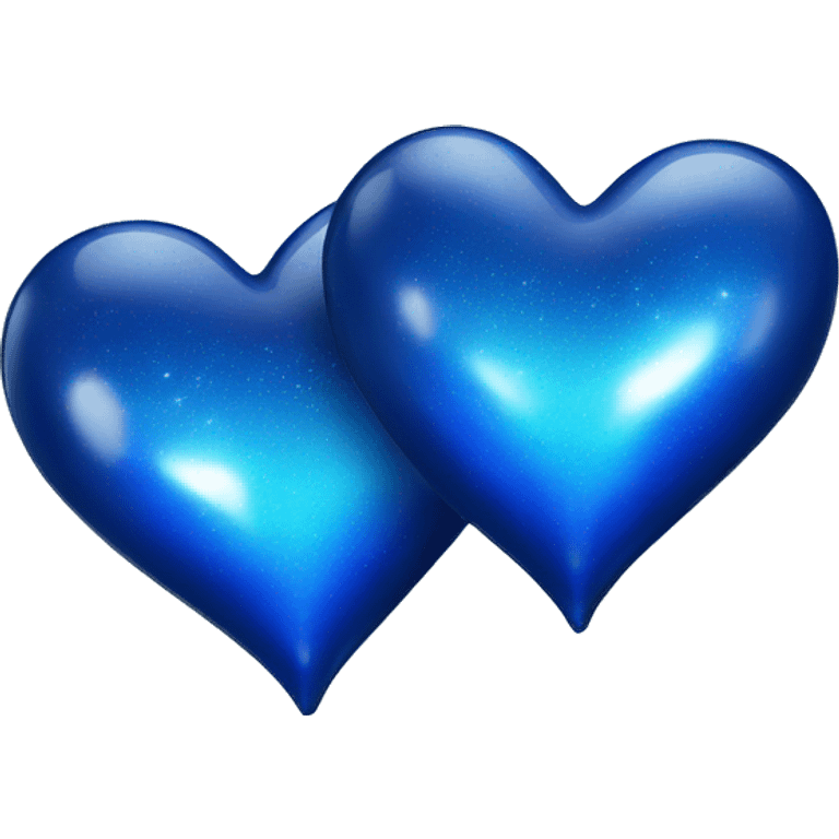 Deep blue sparkling two love hearts emoji