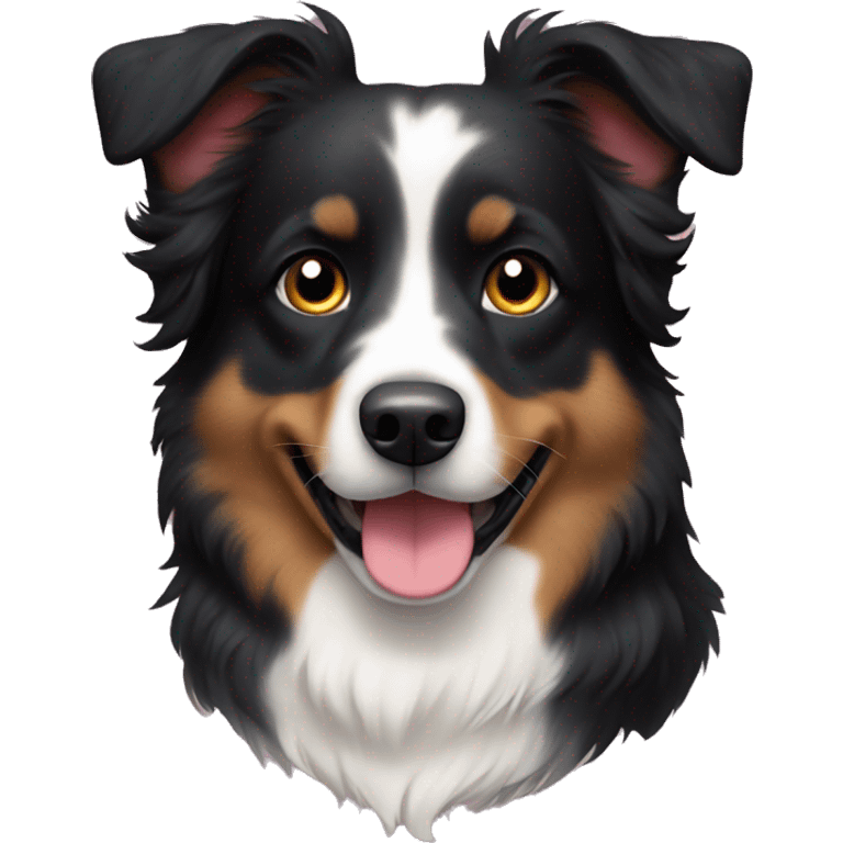 Small black australian shepherd dog with hearts emoji