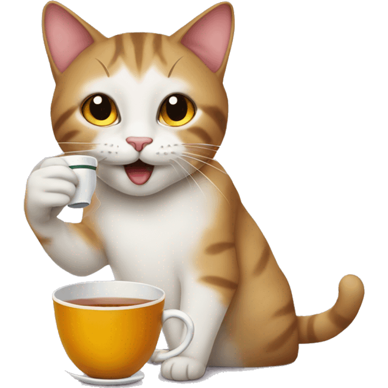 Cat drinking tea emoji