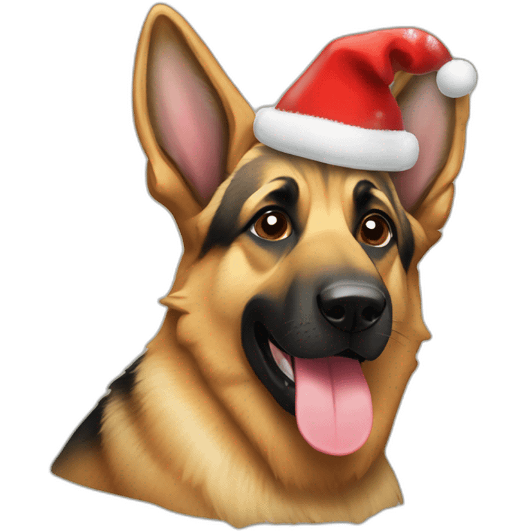 German Shepard with a christamas hat on emoji