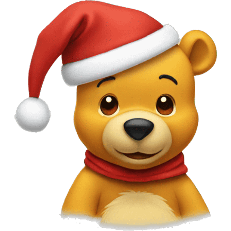 pooh bear in a santa hat emoji