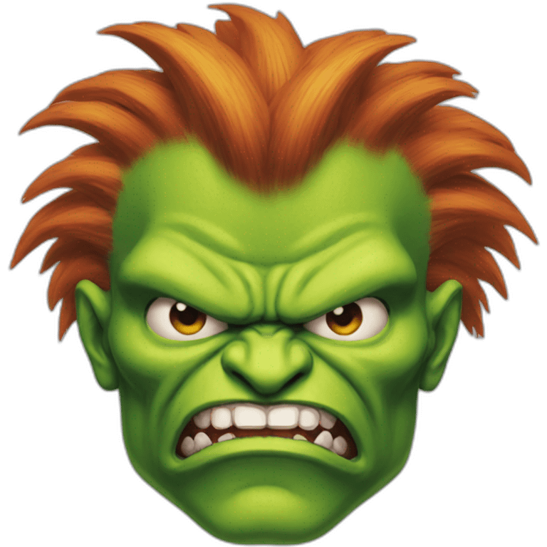 Blanka from street fighter with two heads emoji