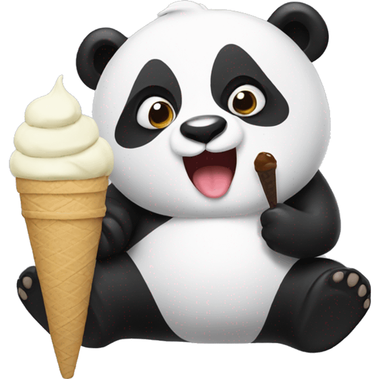 Panda eating ice cream emoji