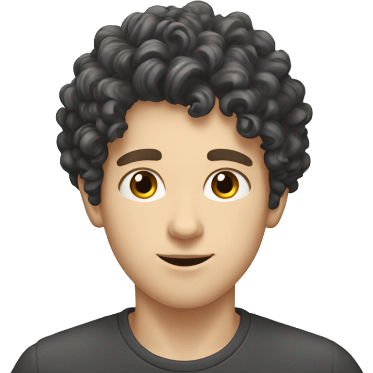 young white European guy with curly black hairs emoji