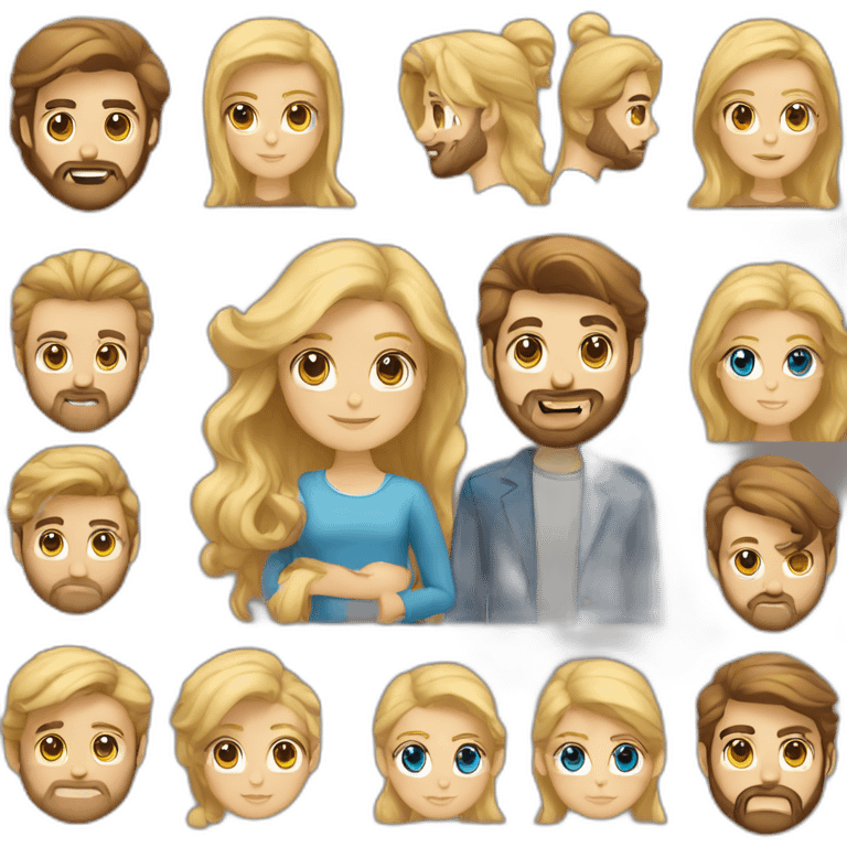 Bearded Guy with blond hair blue eyes and girl with long brown hair in box emoji