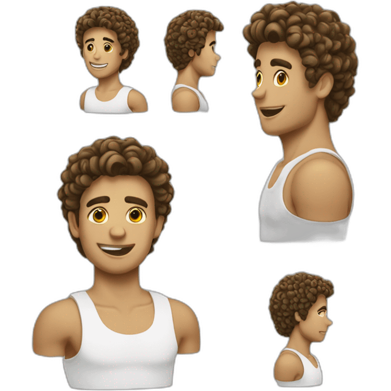 chico de color blanco con pelo rizado emoji