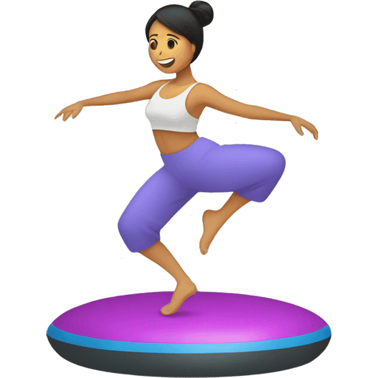 Filipina balancing on bosu standing emoji