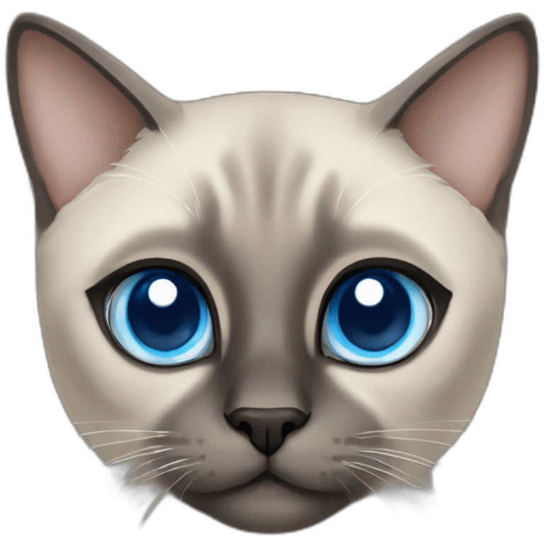 grey siamese cat with big blue eyes emoji