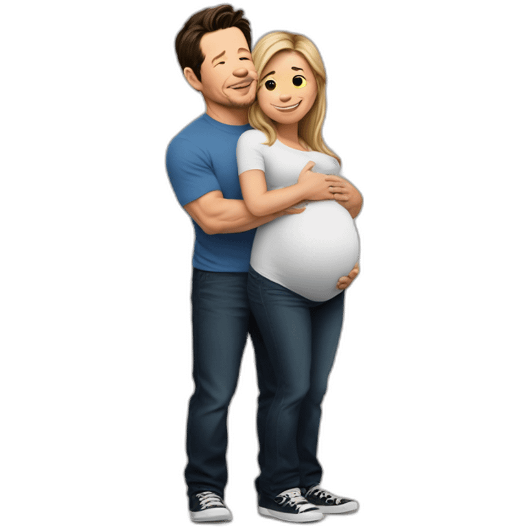 Pregnant mark Wahlberg being hugges emoji