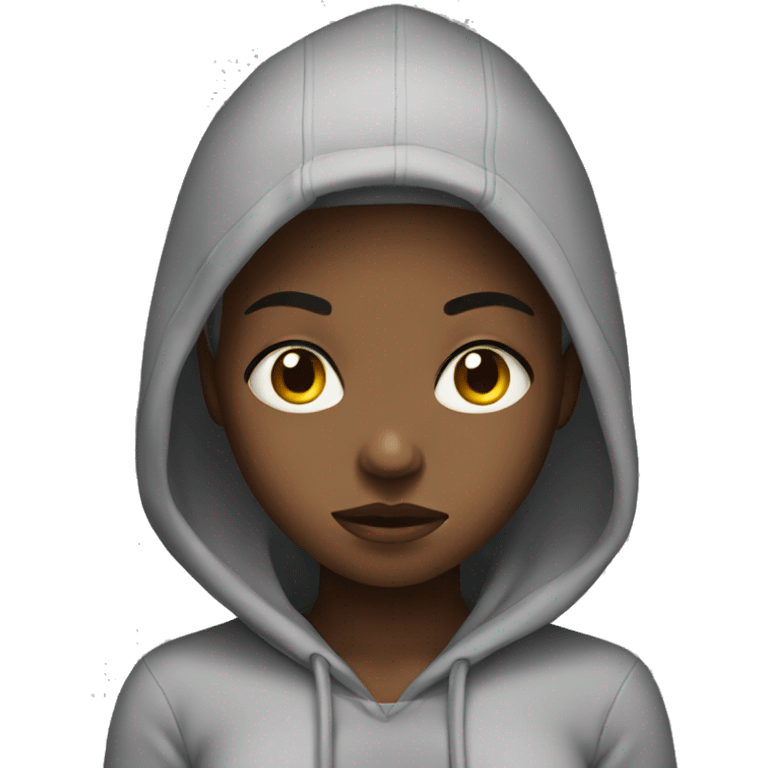 Black girl wearing a hoodie annoyed emoji