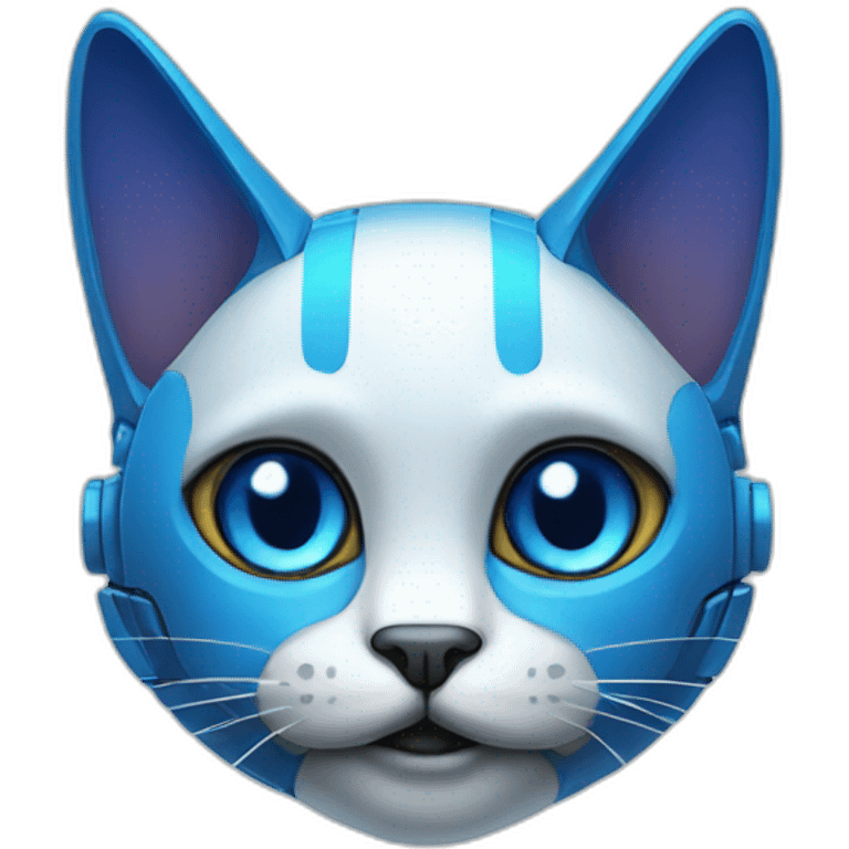 blue face cat robot emoji