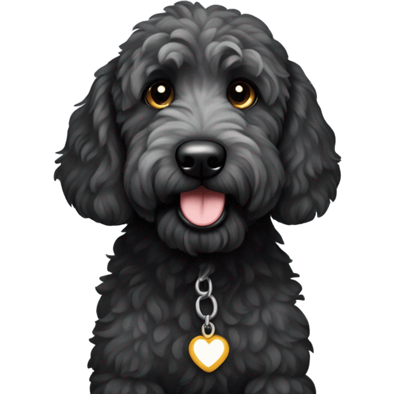 Black goldendoodle with gray spots and a gray paw  emoji