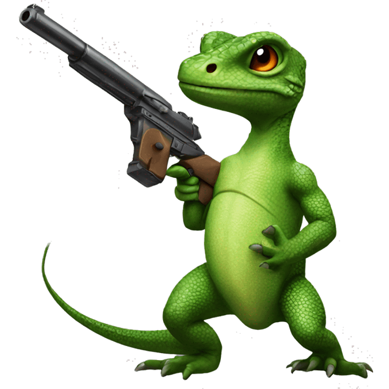 Lizard with a gun emoji