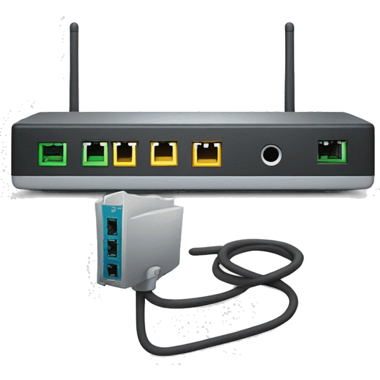 Network Switch connected to a router that is connected to the internet emoji