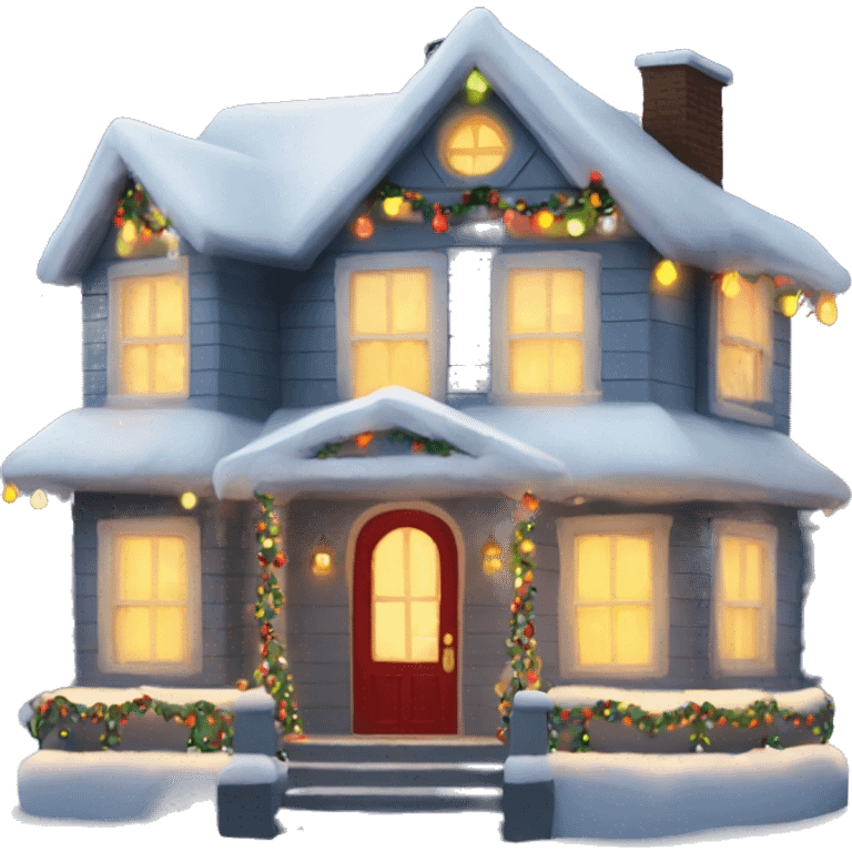 christmas home with lights emoji