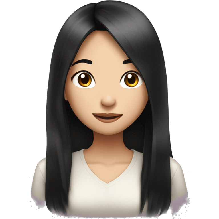 Long black hair asian girl winks emoji