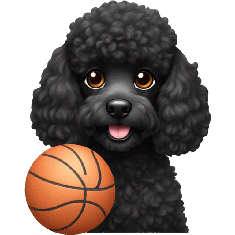 Black poodle dog with ball  emoji