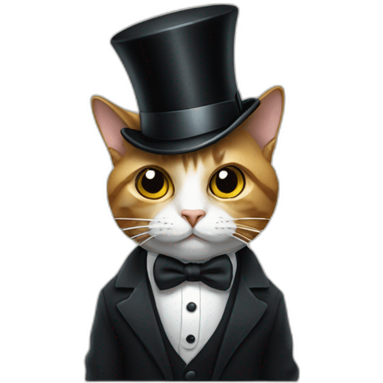 Cat with monocle wearing a top hat and tuxedo emoji