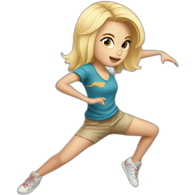 blonde girl breakdancing emoji