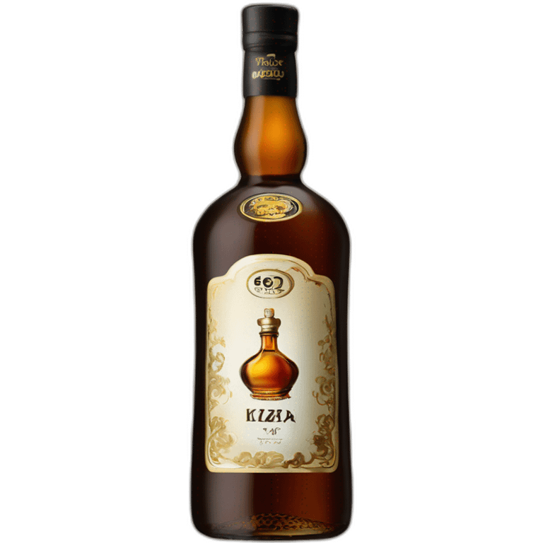 bottle of 6 years Kizlyar brandy with black label emoji