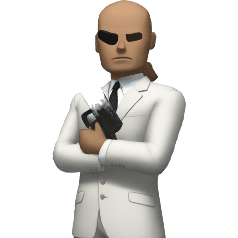 Agent 47 with his 45 pistols crossed emoji