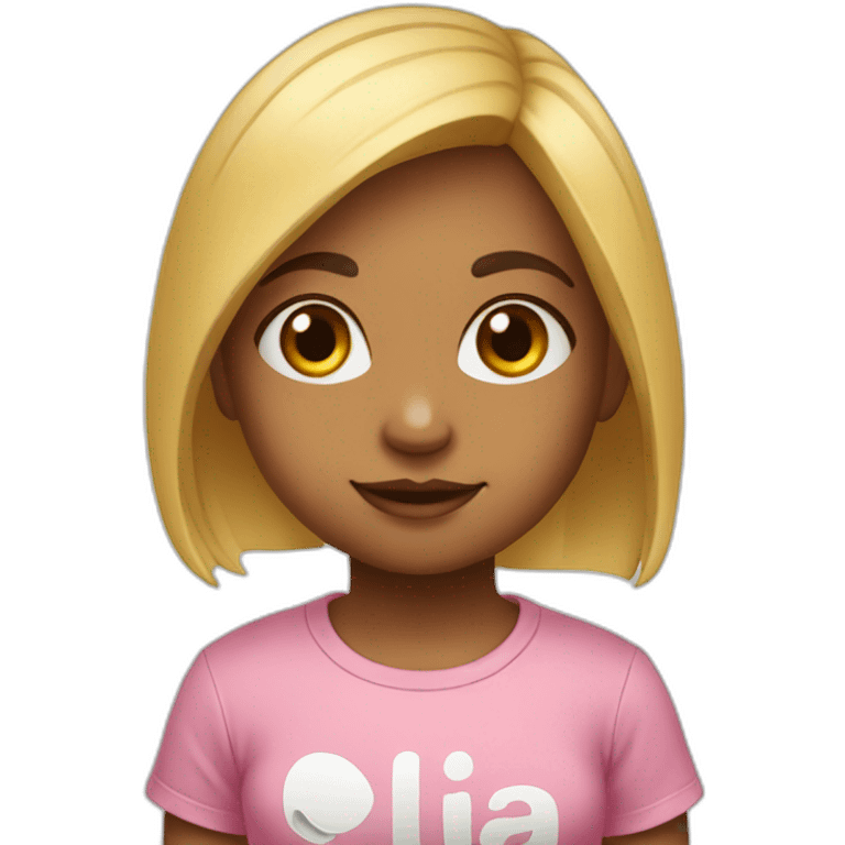 A cute little girl with a t-shirt says Lia emoji