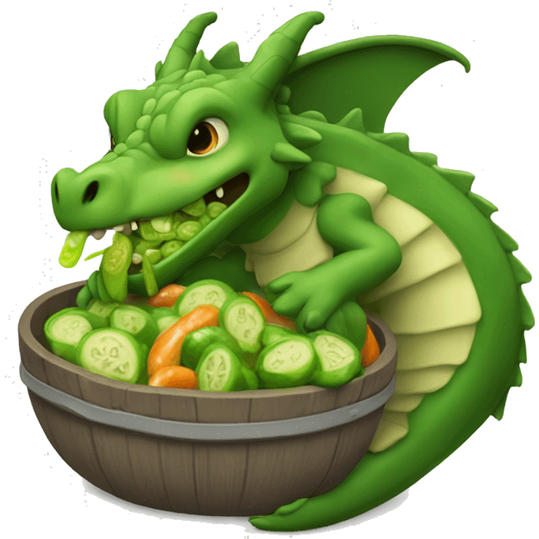 Dragon eating pickles emoji