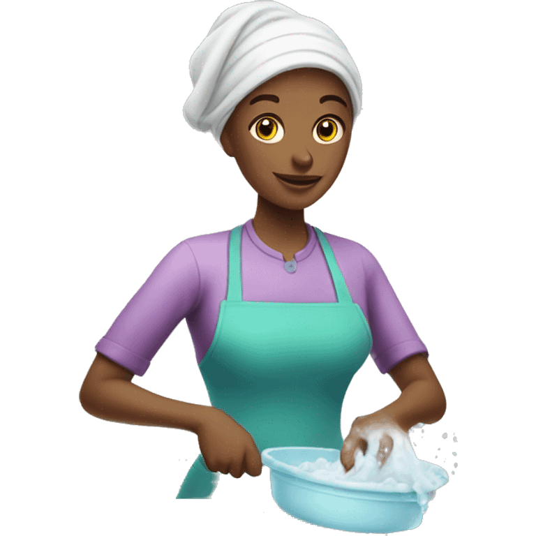 White lady washing dishes emoji