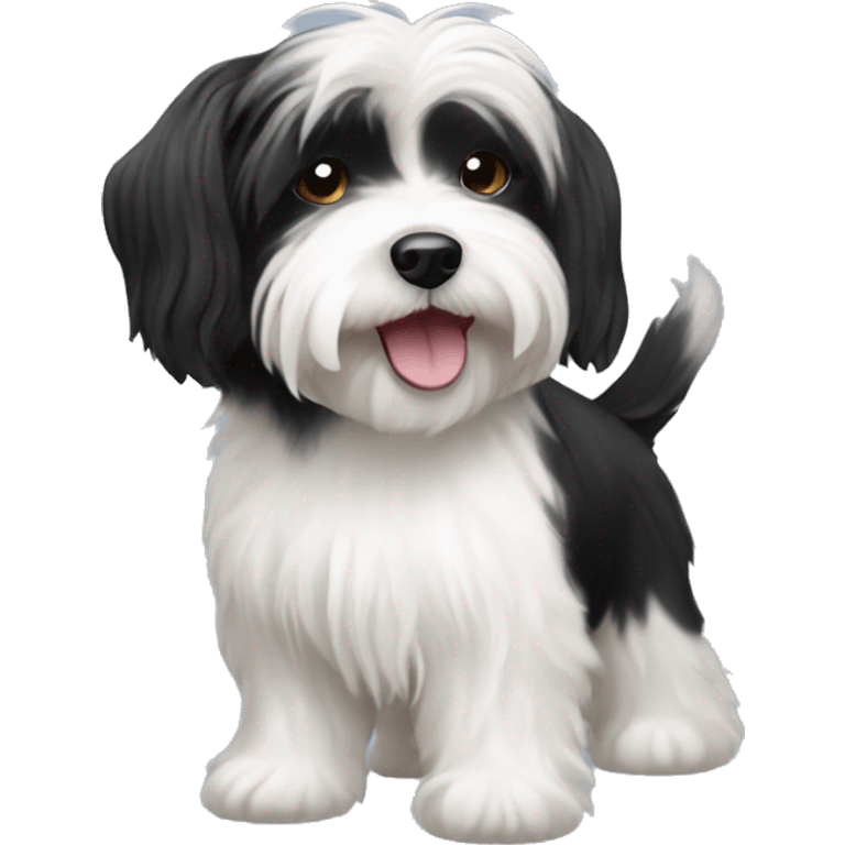 Black and white Havanese dog emoji