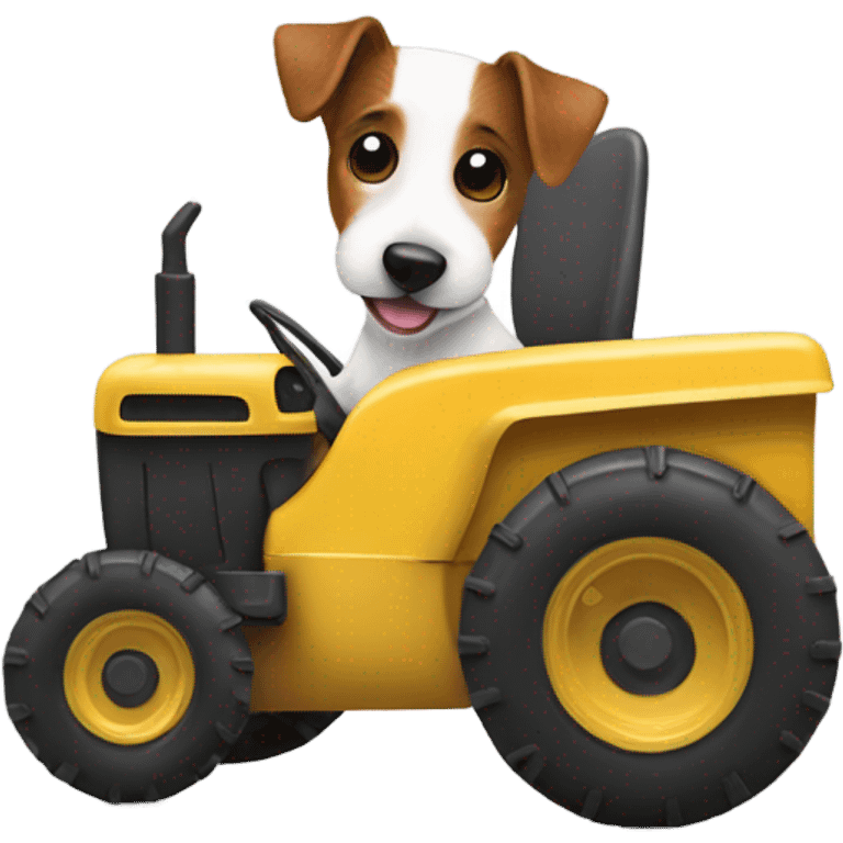 Jack Russell terrier riding a tractor emoji