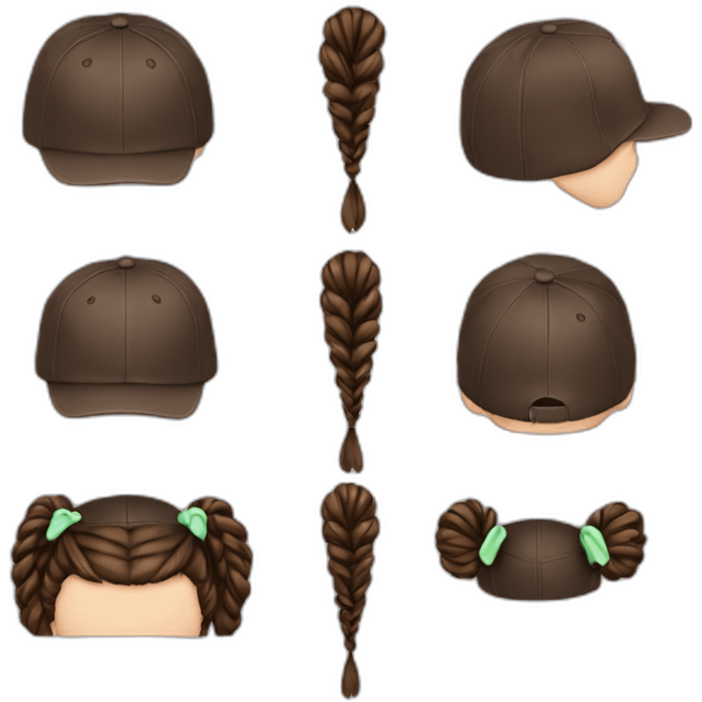 "pigtails Baseball hat. hair emoji emoji