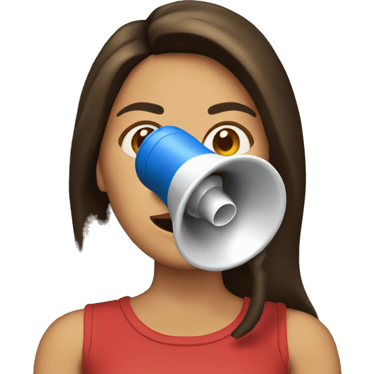 Brunette with bullhorn emoji emoji