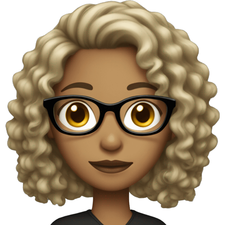 a girl with black glasses and curly dark-blonde hair emoji