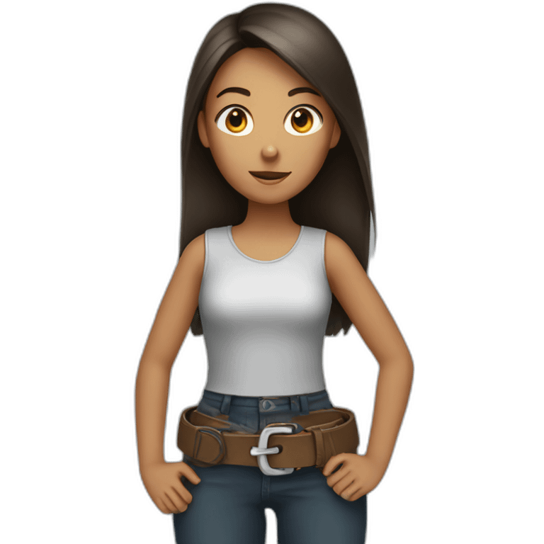 Girl holding belt in hand emoji