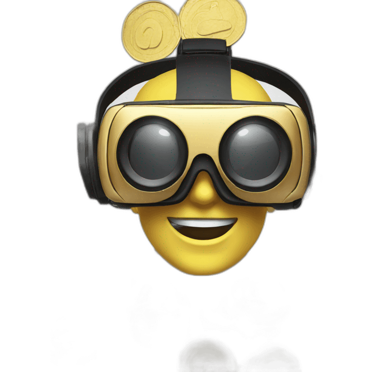 vr headset on coins emoji