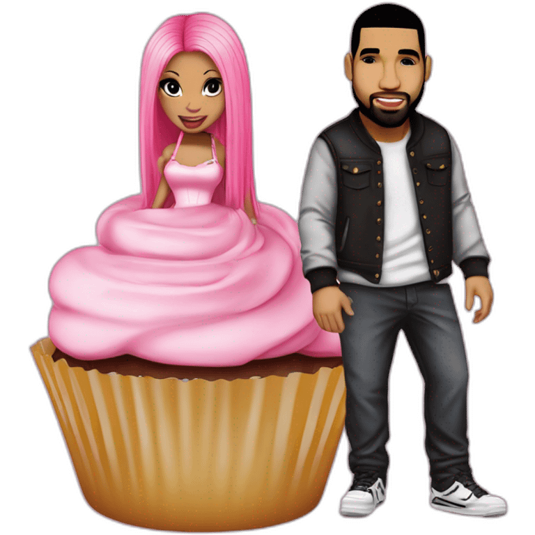 Nicki minaj , drake and lil wayne , cupcake emoji