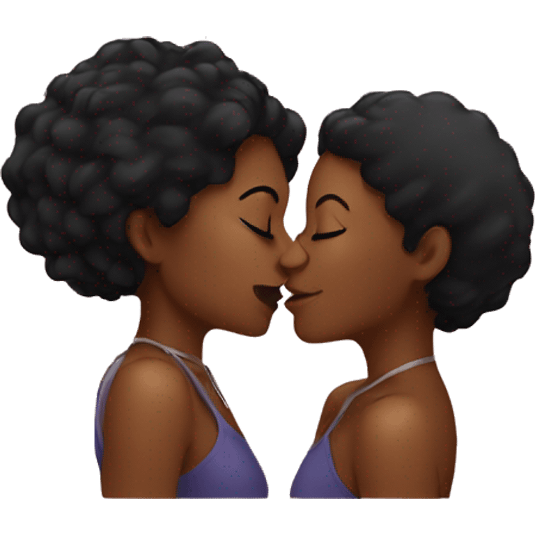 two black women kissing emoji