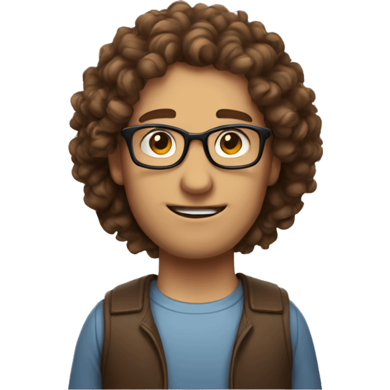 Nerdy man with brown curly hair emoji