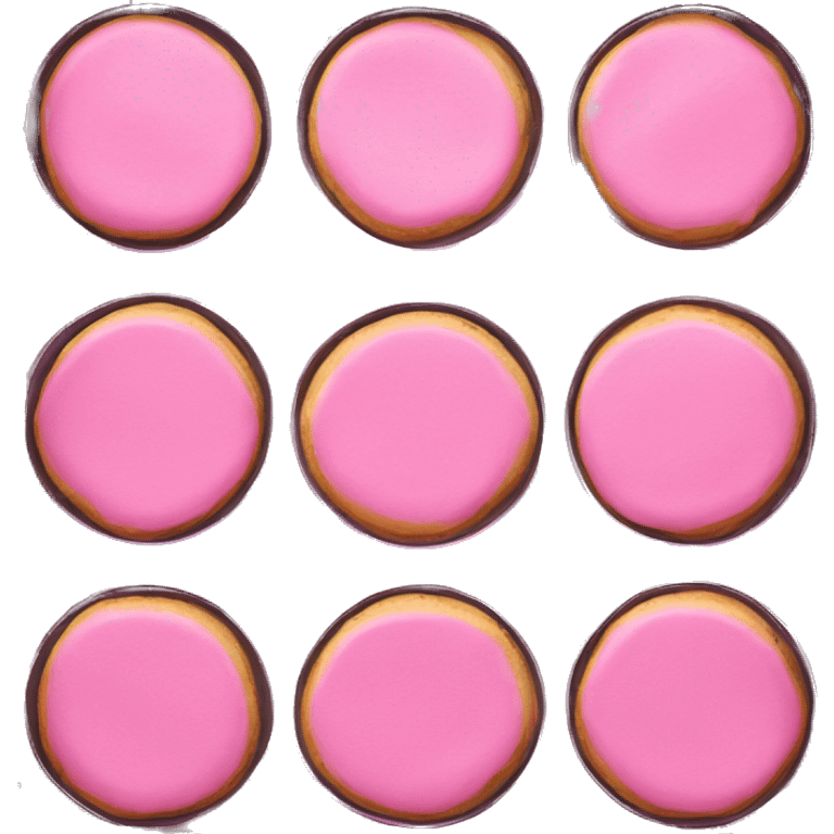 Realistic flat small isolated metallic pink baking pan with pink cookies inside.  emoji