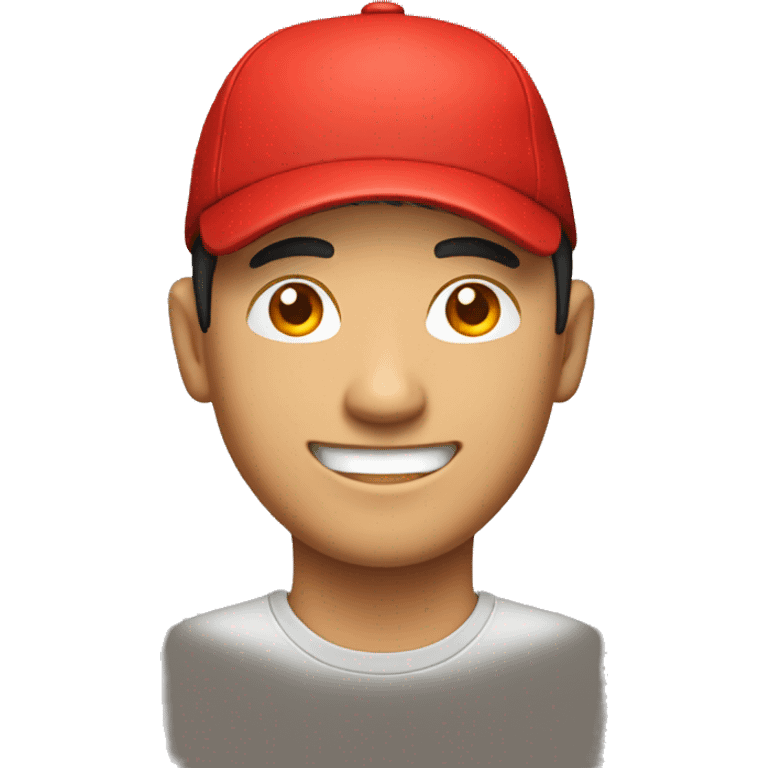 smiling asian man with red cap emoji